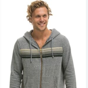 AVIATOR NATION 5 STRIPE ZIP- GRAY LARGE
